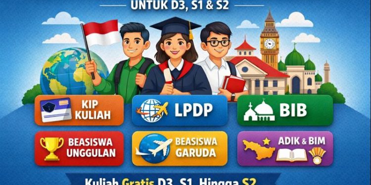 Beasiswa Pemerintah 2026 untuk D3, S1, dan S2